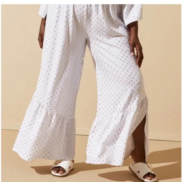 ASHLEY STEWART 2pc crop top & Bell bottom pants w/ gold foil diamond shape - Picture 4 of 11